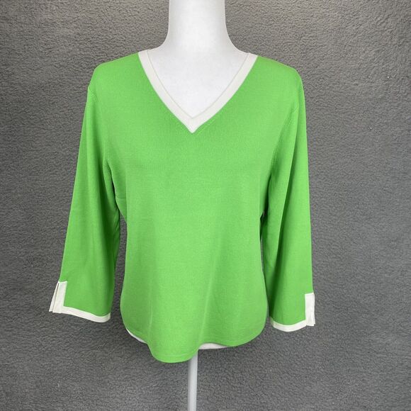 VTG Pendleton Womens Sweater Hong Kong Stretch Knit Sweater Top Green Large - Picture 1 of 11